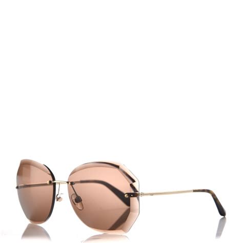 CHANEL Metal Spring Round Sunglasses 4220 Gold Brown 